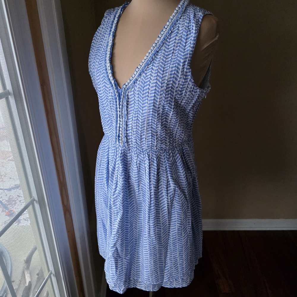 Vineyard Vines Chevron Fringe Pintuck Sleeveless Dress, Size M